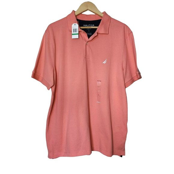 Nautica Classic Fit Men's Polo Coral Pink Shirt Large - Picture 1 of 3